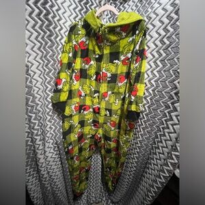 Holiday Grinch Plaid Hooded Onesie